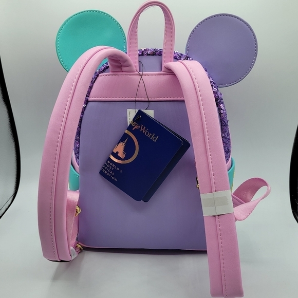 Loungefly Disney its a small world Mickey Mouse The Main Attraction Backpack - Picture 4 of 7